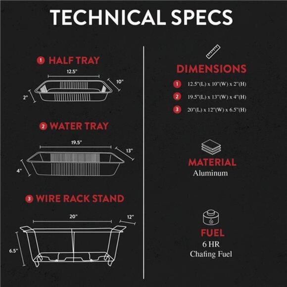 Alpha Living Large 33-Pcs Disposable Chaffing Buffet with-Covers, Utensils - Picture 2 of 7